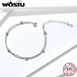 Silver Bead Bracelet 925 Sterling Silver Women Chain Link FIB131