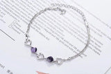 925 Silver Bracelet Women Amethyst Crystal Heart Bangle