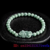 Chinese Green Jade Pixiu Bracelet Natural Jewelry Gemstone Beads Carved Women