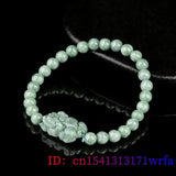 Chinese Green Jade Pixiu Bracelet Natural Jewelry Gemstone Beads Carved Women