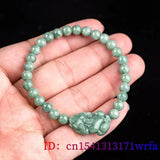 Chinese Green Jade Pixiu Bracelet Natural Jewelry Gemstone Beads Carved Women