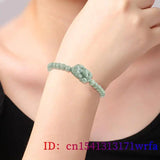 Chinese Green Jade Pixiu Bracelet Natural Jewelry Gemstone Beads Carved Women