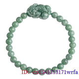 Chinese Green Jade Pixiu Bracelet Natural Jewelry Gemstone Beads Carved Women