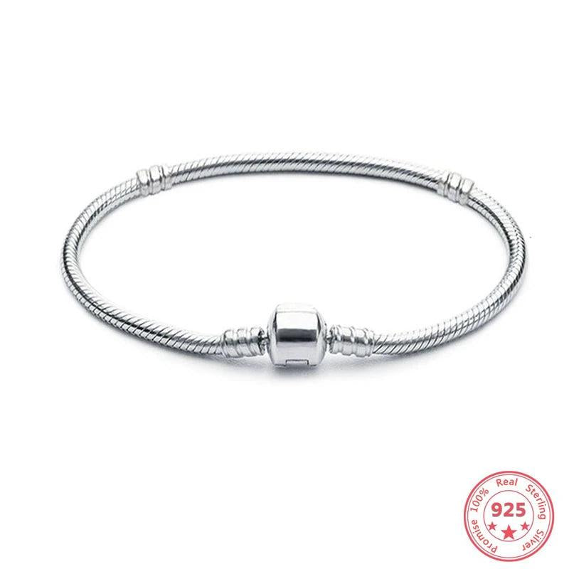 925 Silver Long Snake Chain Bracelet Wedding Jewelry Women