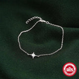 925 Silver Starry Sky Sparkle Star CZ Chain Bracelet Women Jewelry