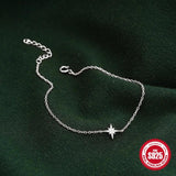 925 Silver Starry Sky Sparkle Star CZ Chain Bracelet Women Jewelry