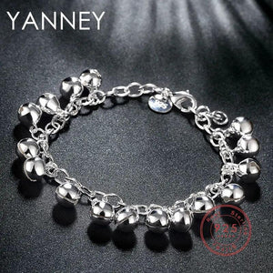 925 Silver Bell Bracelet Bead Chain 8-Inch Women's Engagement Jewelry