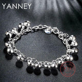 925 Silver Bell Bracelet Bead Chain 8-Inch Women's Engagement Jewelry
