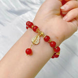 8mm Natural Red Jade Tassel Bracelet Healing Gemstone Fine Jewelry