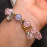 Natural Pink Crystal DIY Jewelry Bracelet Women Healing Gemstone Bangle