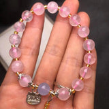 Natural Pink Crystal DIY Jewelry Bracelet Women Healing Gemstone Bangle