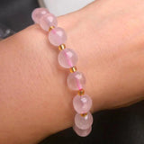 Natural Pink Crystal DIY Jewelry Bracelet Women Healing Gemstone Bangle