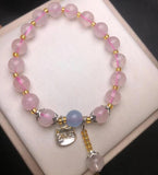 Natural Pink Crystal DIY Jewelry Bracelet Women Healing Gemstone Bangle