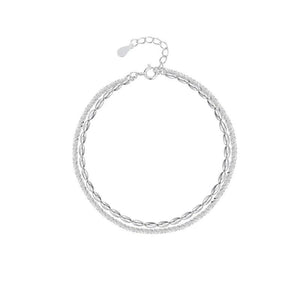 925 Silver Bead Double Layer Chain Bracelets for Women Classic Fine Jewelry