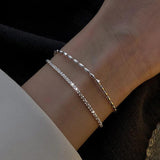 925 Silver Bead Double Layer Chain Bracelets for Women Classic Fine Jewelry