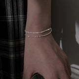 925 Silver Bead Double Layer Chain Bracelets for Women Classic Fine Jewelry