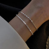 925 Silver Bead Double Layer Chain Bracelets for Women Classic Fine Jewelry