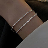 925 Silver Bead Double Layer Chain Bracelets for Women Classic Fine Jewelry