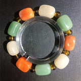 Natural Colorful Jade Elastic Bead Bracelet Women Healing Gemstone Jewelry