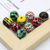 10Pcs Snowflake Printed Wooden Beads DIY Crafts Toy Jewelry Bracelet
