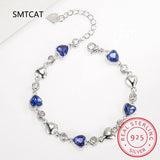 Sterling Silver Sapphire Heart Bracelet Ocean Theme
