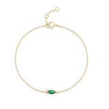 925 Silver Emerald Green Zircon Crystal Charm Bracelet for Women