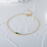 925 Silver Emerald Green Zircon Crystal Charm Bracelet for Women