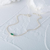 925 Silver Emerald Green Zircon Crystal Charm Bracelet for Women
