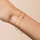 925 Silver Emerald Green Zircon Crystal Charm Bracelet for Women