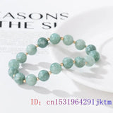 Green Jade Bracelet 8mm Beads Chinese Amulet Bangle