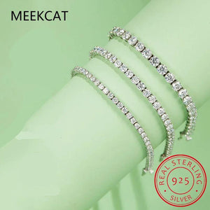 925 Silver Moissanite Gemstone Bangle Tennis Chain Bracelet