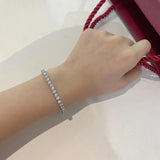 925 Silver Moissanite Gemstone Bangle Tennis Chain Bracelet