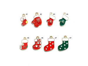 Enamel Christmas Charms, Santa Claus, Christmas Tree, Snowflake, Snowman