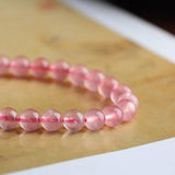 Strawberry Quartz Crystal Bracelet Women Healing Gemstone Jewelry