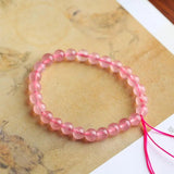 Strawberry Quartz Crystal Bracelet Women Healing Gemstone Jewelry
