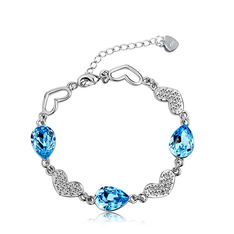 925 Silver Bracelet with Sapphire Zircon Gemstone for Wedding Party