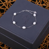 S925 Silver Bracelet Natural Freshwater Pearl Chain for Women
