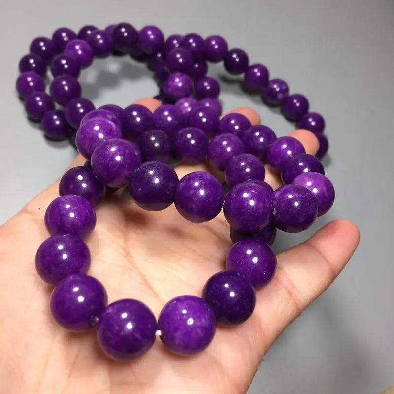 Natural Stone Purple Jade Bracelet Healing Gemstone Fine Jewelry