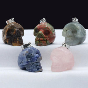 Agate Skull Head Gem Pendant DIY Necklace Jewelry Halloween Gift 1pc