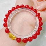 8mm Red Jade Bracelet Women Healing Gemstone Fine Jewelry