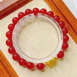 8mm Red Jade Bracelet Women Healing Gemstone Fine Jewelry