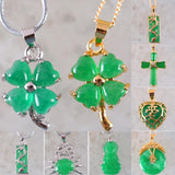 Green Jades Four Leaf Clover Animal Frog Sea Turtle Gem Cross Bead Necklace