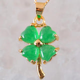 Green Jades Four Leaf Clover Animal Frog Sea Turtle Gem Cross Bead Necklace