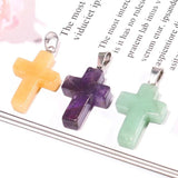 High Natural Gem Stone Crystals Healing Stones Jade Cross Pendant Charms