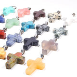 High Natural Gem Stone Crystals Healing Stones Jade Cross Pendant Charms