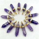 Amethyst Crystal Hexagonal Pendulum Pendants 10Pcs