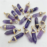 Amethyst Crystal Hexagonal Pendulum Pendants 10Pcs