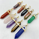 Amethyst Crystal Hexagonal Pendulum Pendants 10Pcs