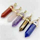 Amethyst Crystal Hexagonal Pendulum Pendants 10Pcs