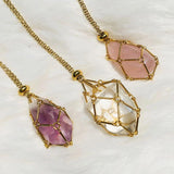 Crystal Cage Pendant Necklace Holder Metal Chain Adjustable X127
